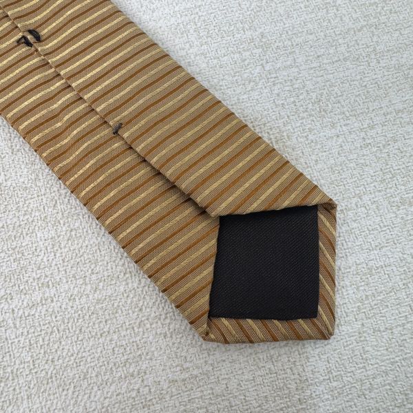LANVIN 黃條紋 領帶 領結 絲綢（中古） 