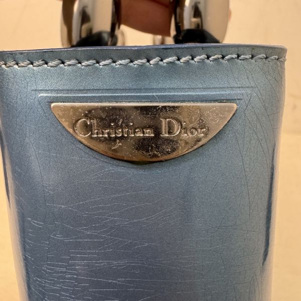 Dior 迪奧 漆皮水藍色手提包 