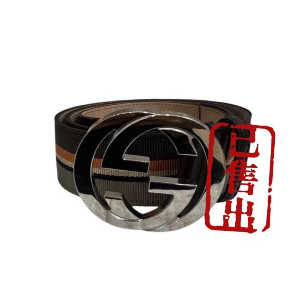 Gucci 經典雙G帆布皮革皮帶 