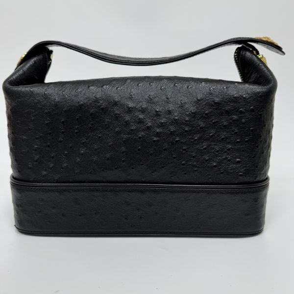 Versace 黑金鴕鳥紋手提包​​ 