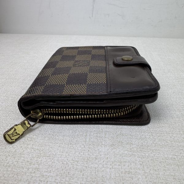 Louis Vuitton 棋盤格拉鏈零錢包兩折短夾 