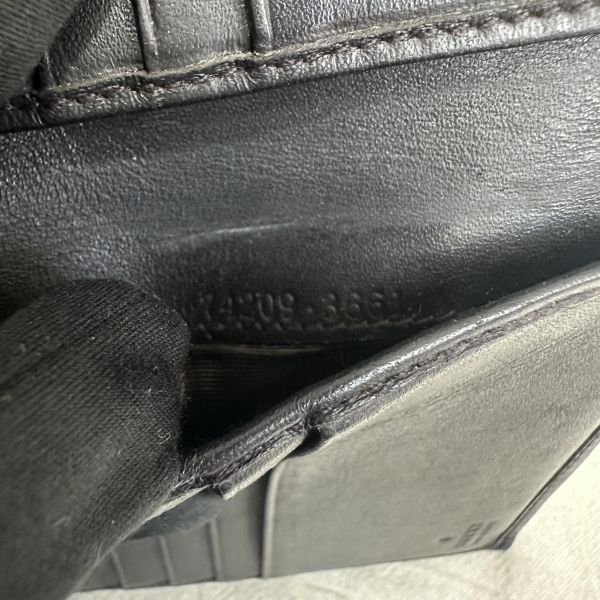 Gucci 中古 咖啡老花拼接皮革短夾 