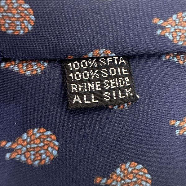 Chanel 藏青色花紋圖案領帶 領結 絲綢（中古） 