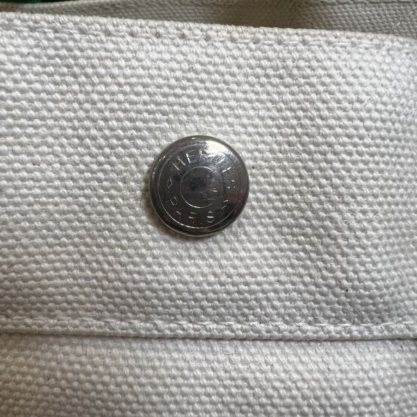 Hermès 帆布青蘋果綠手提包 