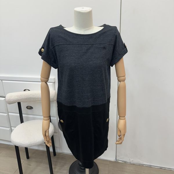 Burberry 巴寶莉 拼接黑灰連身裙 藍標 