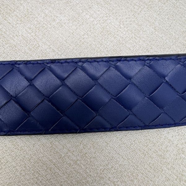 Bottega Veneta 銀頭 藍編織 皮帶 腰帶 