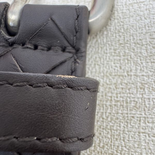 Bottega Venetia 深咖 銀頭編織 皮帶 腰帶 