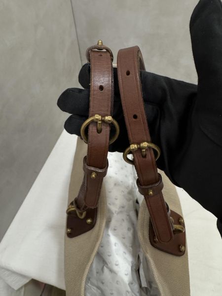 BOTTEGA VENETA 帆布金釦手腕袋卡其 