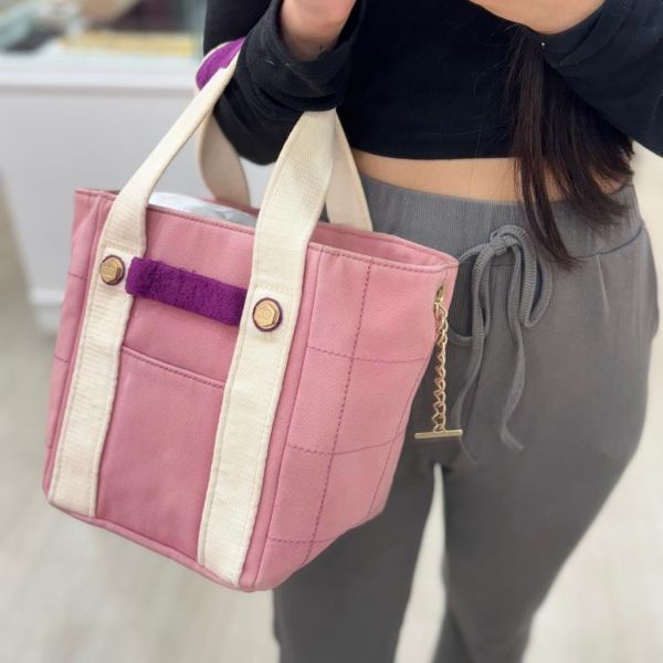 CHANEL 復古粉紫色帆布小托特包 