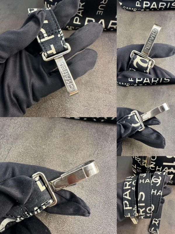 CHANEL 黑白字母塗鴉帆布肩背手提化妝箱* 