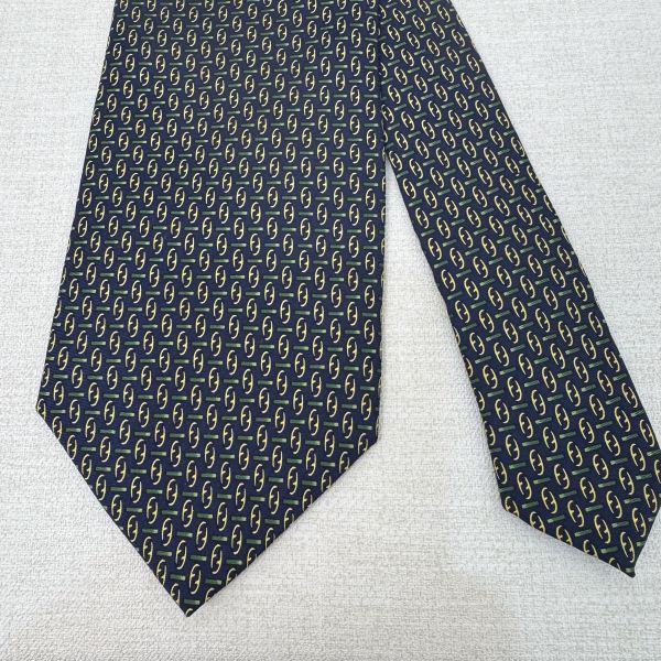 FENDI 藍綠 領帶 領結 絲綢（中古） 