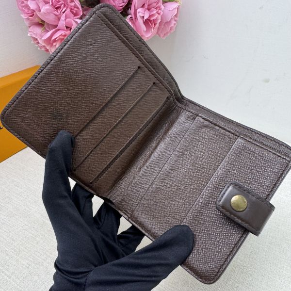 Louis Vuitton 棋盤格拉鏈零錢包兩折短夾 