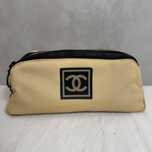 CHANEL奶茶拼黑  帆布手拿包 