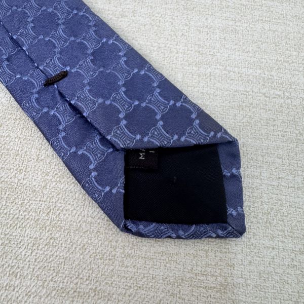 CELINE 藍 滿版凱旋門Logo 領帶 領結 （中古） 