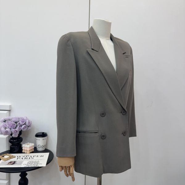 Emporio Armani灰色雙排扣女士西裝外套 