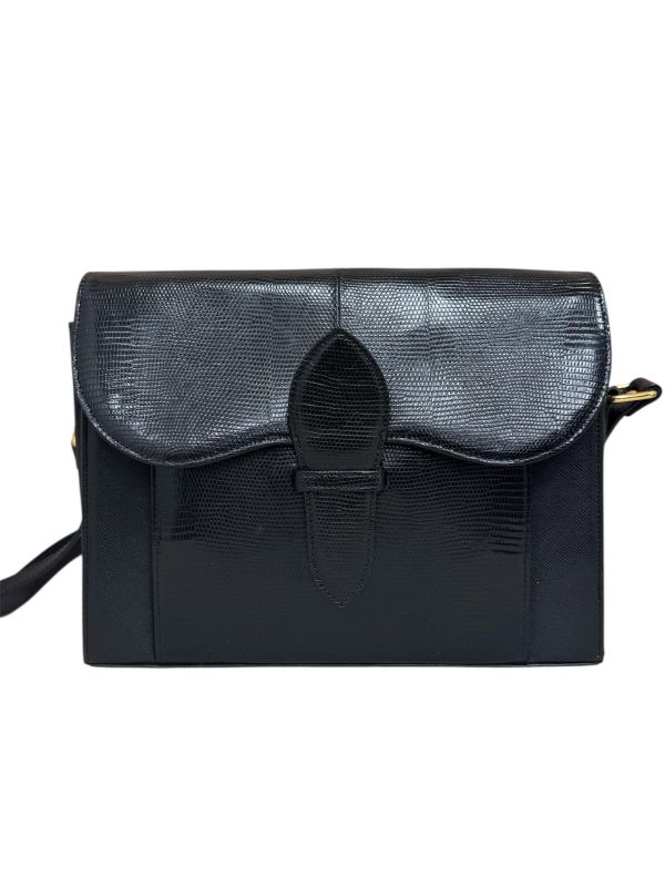 YSL 黑色鱷魚皮 斜挎包 