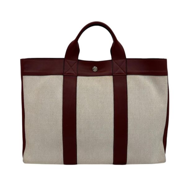Hermès 皮革帆布手提包 