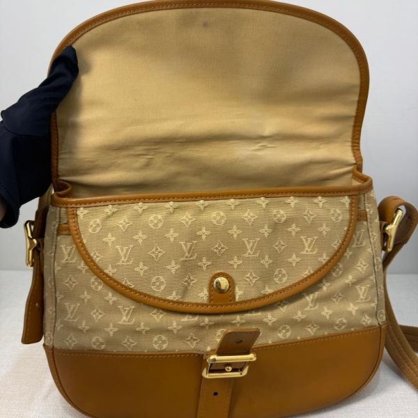 Louis Vuitton 黃色丹寧拼焦糖皮革斜背包 