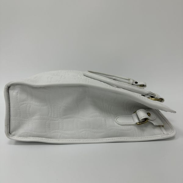 Testoni 鐵獅東尼 編織紋壓花象牙白托特包 