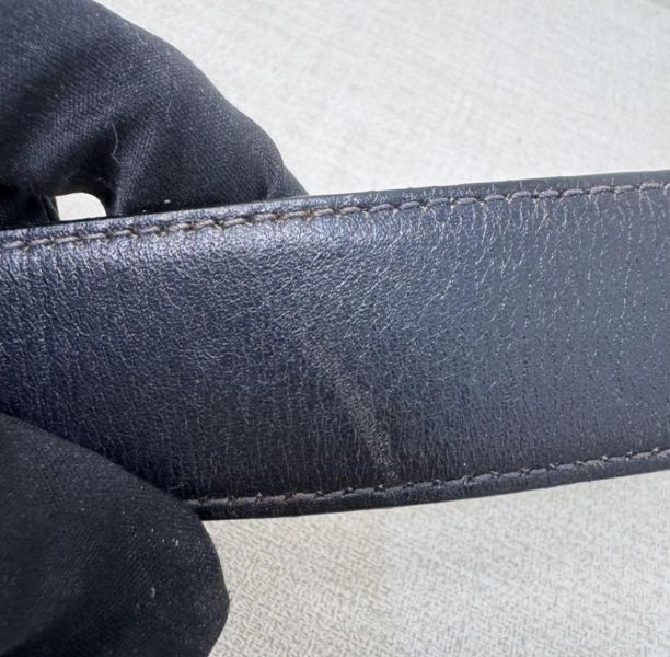 Celine 金x銀馬車頭 黑皮革 皮帶 腰帶 