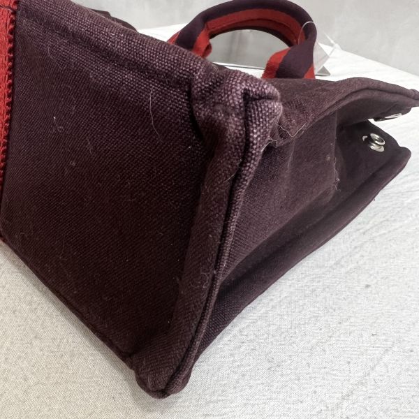 Hermès 酒紅中號帆布手袋 