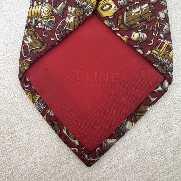 CELINE 紅 火車頭多圖 領帶 絲綢(中古） 