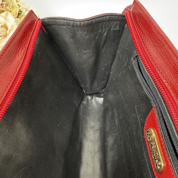 Fendi 復古紅色真皮手拿包 