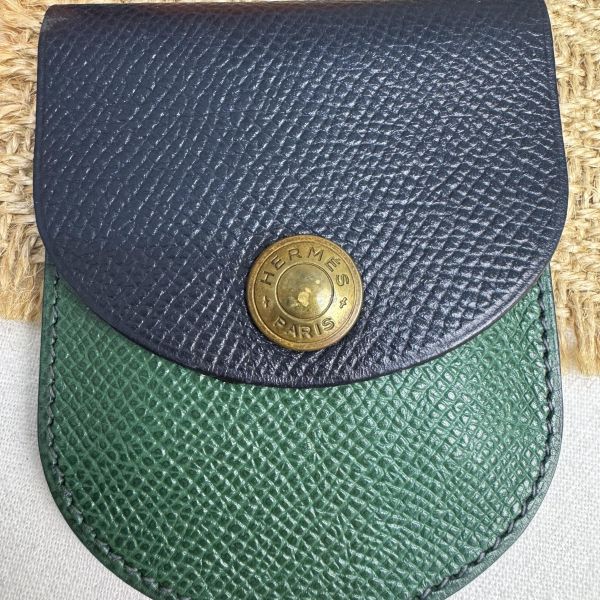 Hermès 藍綠迷你零錢包 