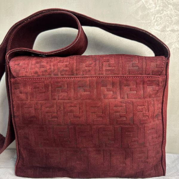 Fendi Zucca 深紅斜肩包 