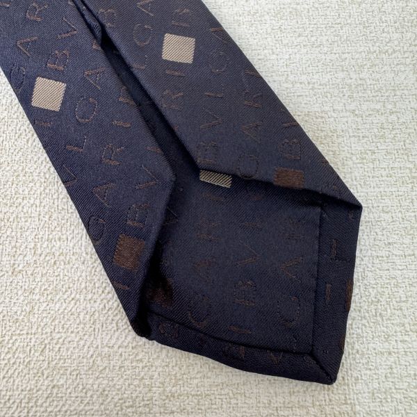 BVLGARI 藍字母logo 領帶 領結 絲綢（中古） 