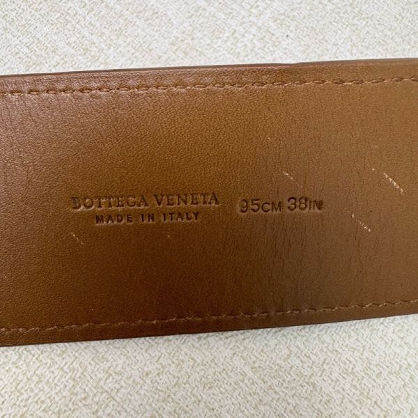 Bottega Veneta 金色圓頭 棕色編織 皮帶 腰帶 