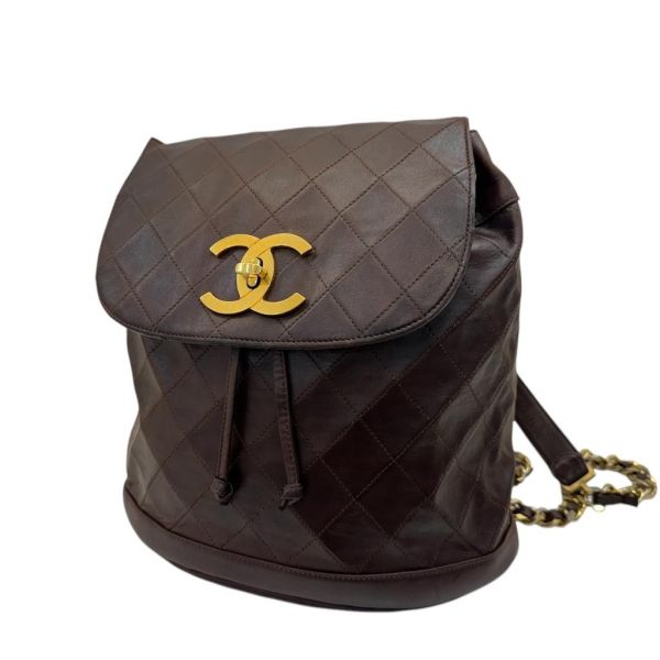 Chanel 後背包 咖啡金扣 