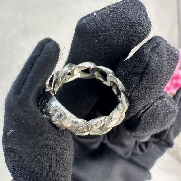 Versace 中古女王頭麻花卷銀飾戒指 