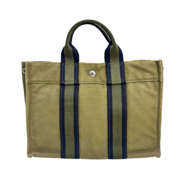 Hermès 中古綠色小號帆布手袋 