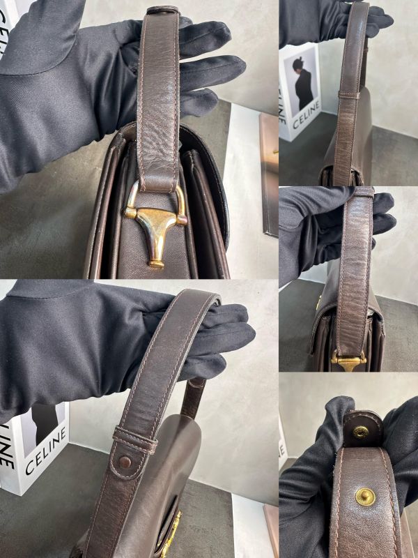 Gucci 馬銜扣 (Horsebit) 復古棕色皮革單肩包* 