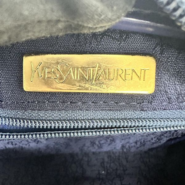 YSL Vintage 中古白色編織皮革信封斜背包包 