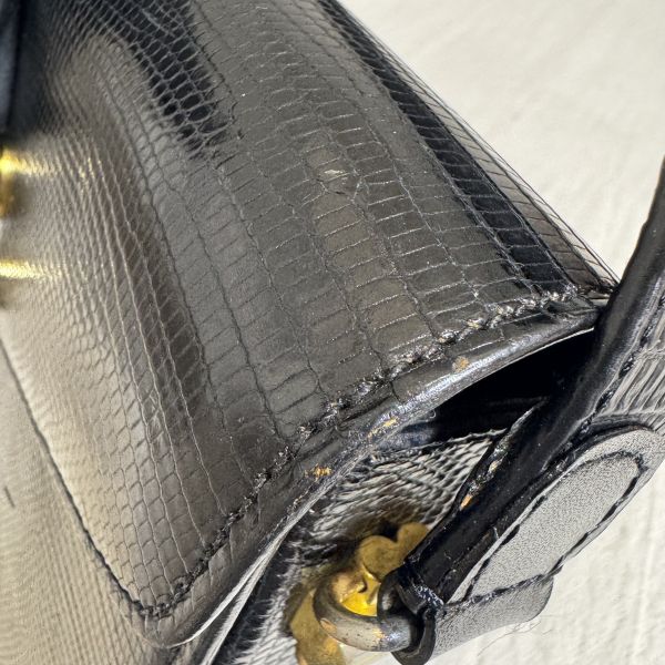 Gucci Vintage Lizard Leather Shoulder Bag 黑色蜥蜴皮單肩包 