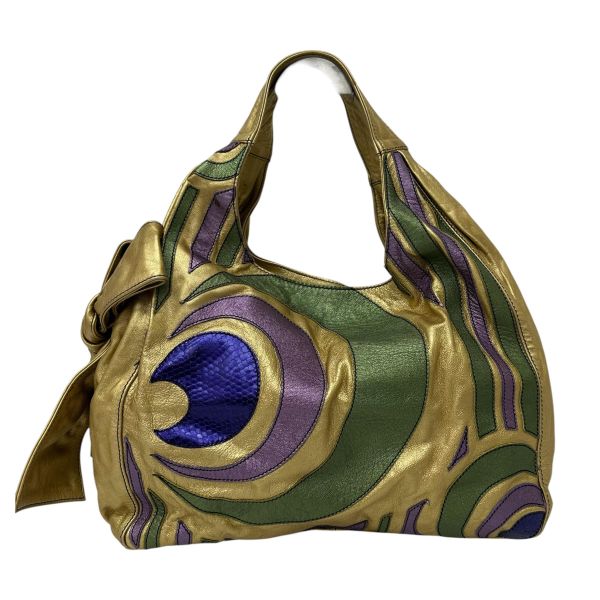 Valentino Nuage Bow 系列金色皮革超大肩背包 