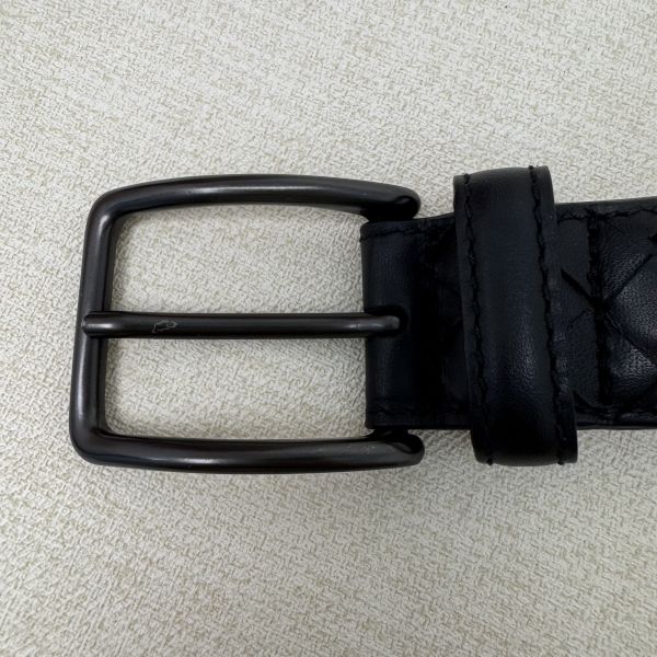 Bottega Veneta 黑頭 黑編織 皮帶 腰帶 