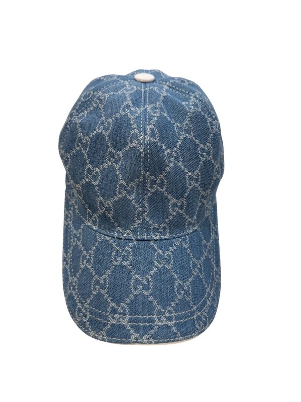 Gucci 牛仔藍 滿版老花 棒球帽 