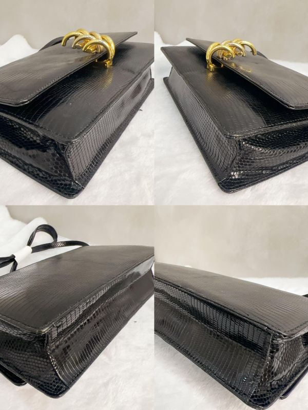 Bottega Veneta 黑色蜥蜴皮晚宴包 
