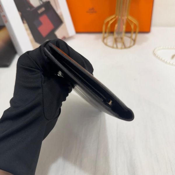 Hermès 黑色牛皮長夾 