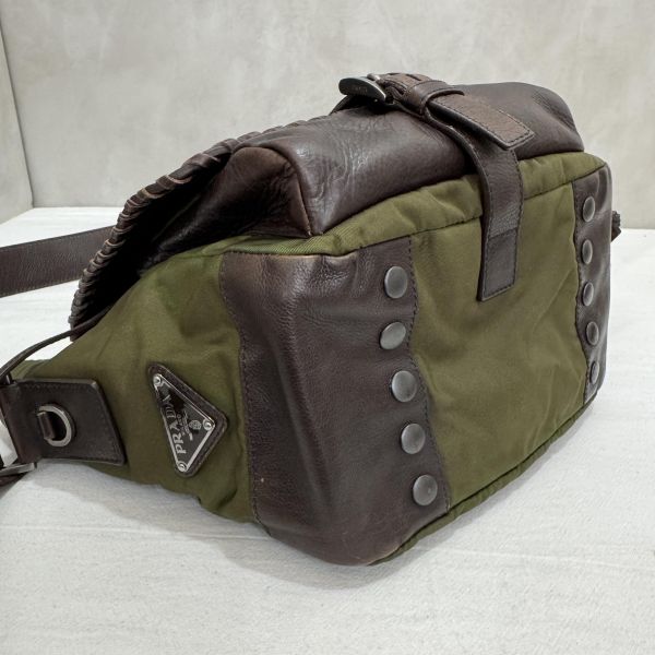 Prada 普拉達 Archive 尼龍皮革拼接郵差包 