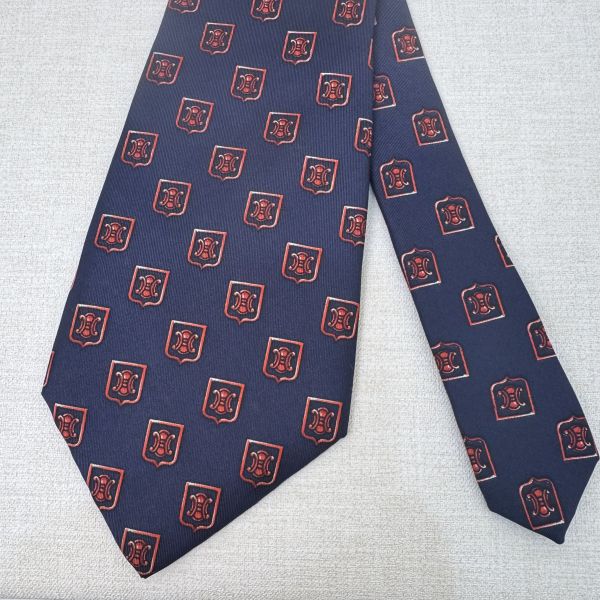 CELINE 藍 凱旋門圖案 領帶 領結 絲綢（中古） 