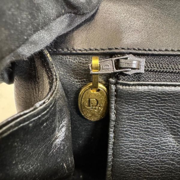 Dior 立體CD 黑色皮革斜背包 