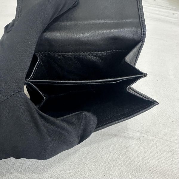 Gucci 中古黑色馬銜扣老花領錢袋短夾 