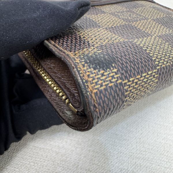 Louis Vuitton 棋盤格拉鏈零錢包兩折短夾 
