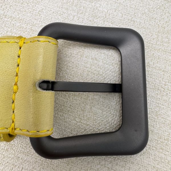 Bottega Venetia 黃 編織銀頭 皮帶 腰帶 