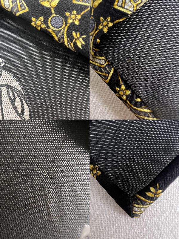 Lanvin 黑色復古風幾何圖案領帶 領結 絲綢（中古） 