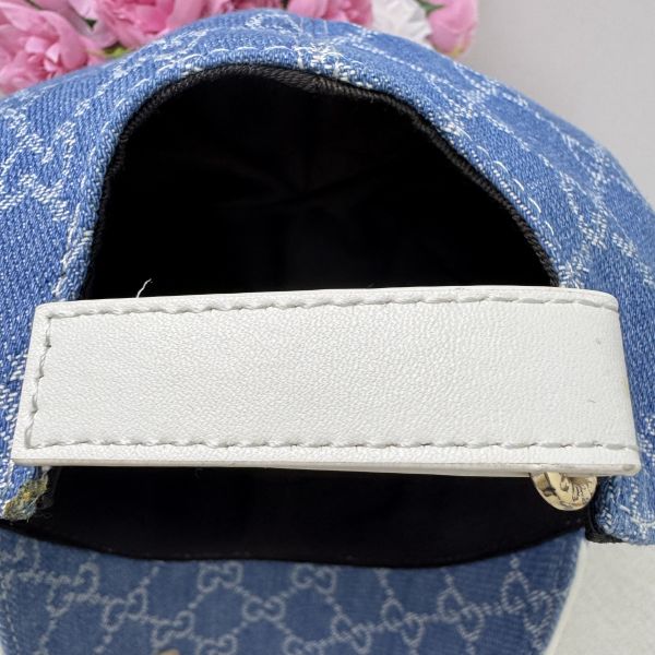 Gucci 牛仔藍 滿版老花 棒球帽 